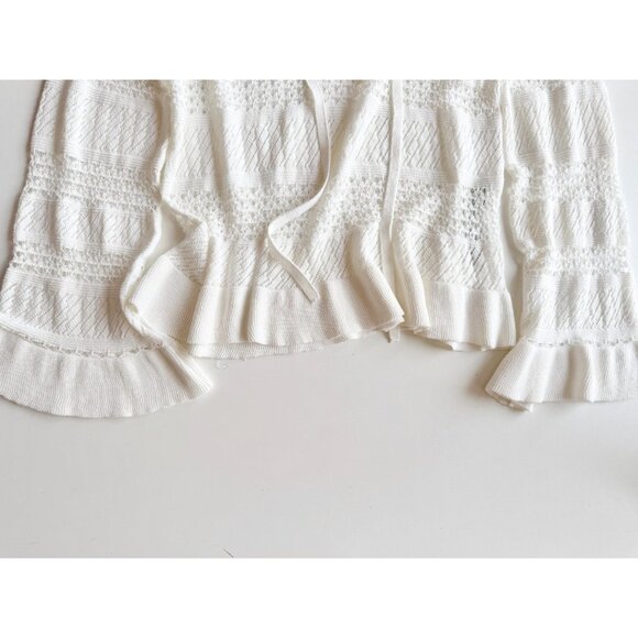 ZARA White Sheer Pointelle Knit Split V-Neck Tunic Top Cover-Up, Size M - Picture 9 of 14